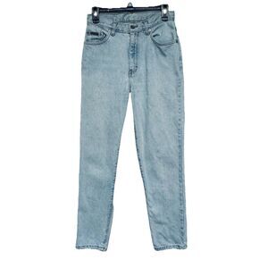 VTG Calvin Klein Hi Rise Jeans Stonewash Leather Patch USA Women's Size 6 x 30
